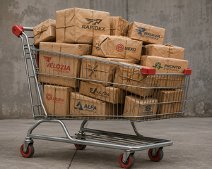 Imagem de um carinho de mercado com produtos da loja afiliada para a www.lollatabo.com.br. permite acesso a pagina na Amazon.